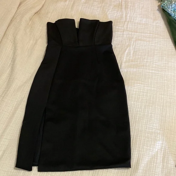 black and white mini dress with bow Salom Black Contrast Bow Mini Dress